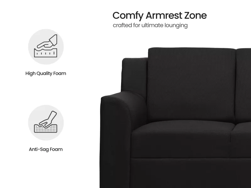 Erica Upholstered 3 Seater Sofa in Charcoal Color